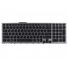 148781561 клавиатура для ноутбука Sony Vaio VPC-F, VPC-F11, VPCF11Z1R, VPCF11E1R, VPCF11S1R, VPCF11M1R, VPCF12S1R, VPCF12M1R, VPCF12E1R, VPCF12Z1R, VPCF13Z1R, VPCF13S1R, VPCF13E1R, VPCF13E8R, VPCF13S8R, VPCF13Z8R, серебристая рамка, черные кнопки, гор. En