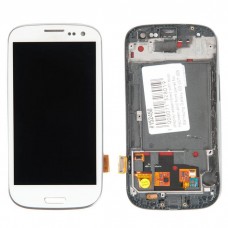 I9300 дисплей в сборе с тачскрином и передней панелью для Samsung Galaxy S3 (GT-I9300) белый AMOLED