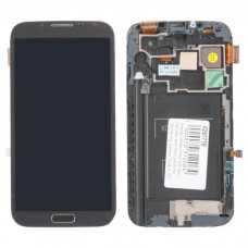 N7100 дисплей в сборе с тачскрином и передней панелью для Samsung Galaxy Note 2 (GT-N7100) серый AMOLED