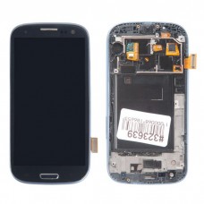 I9300 дисплей в сборе с тачскрином и передней панелью для Samsung Galaxy S3 (GT-I9300) черный AMOLED