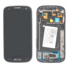 I9300 дисплей в сборе с тачскрином и передней панелью для Samsung Galaxy S3 (Duos GT-I9300I) черный AAA