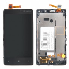 дисплей в сборе с тачскрином и передней панелью для Nokia для Lumia 820 черный