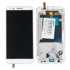 дисплей в сборе с тачскрином и передней панелью для LG G2 D802, белый