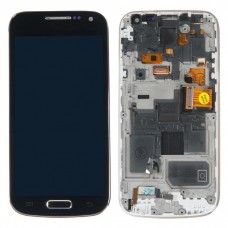 I9190 дисплей в сборе с тачскрином и передней панелью для Samsung для Galaxy S4 mini GT-I9190, GT-I9192, GT-I9195 черный AMOLED