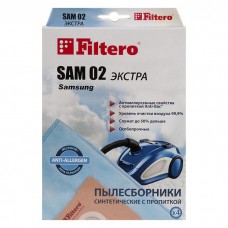 SAM 02 мешки для пылесосов Samsung, Bimatek, Bork, Cameron, Shivaki, Ufesa, Clatronic, Scarlett, Saturn, VAX, Akira Filtero SAM 02 ЭКСТРА, (4 штуки)