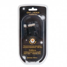 KC-HDMI-DVI-5 Кабель HDMI-DVI Konoos KC-HDMI-DVI-5, 19M/19M, 4.5м, single link, черный, экран, позол.разъемы, блистер