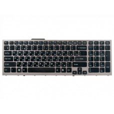 NSK-S9101 клавиатура для ноутбука Sony Vaio VPC-F, VPC-F11, VPCF11Z1R, VPCF11E1R, VPCF11S1R, VPCF11M1R, VPCF12S1R, VPCF12M1R, VPCF12E1R, VPCF12Z1R, VPCF13Z1R, VPCF13S1R, VPCF13E1R, VPCF13E8R, VPCF13S8R, VPCF13Z8R, серая рамка, черные кнопки, гор. Enter