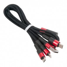 6957531080282 кабель USB HOCO x26 Xpress one pull three 3 в 1, Lightning+Micro+Type-C, черно-красный