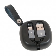 кабель USB HOCO u33 Retractable с катушкой Lightning, черный