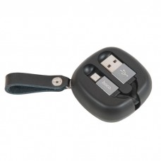 6957531071433 кабель USB HOCO u33 Retractable с катушкой Micro USB, черный