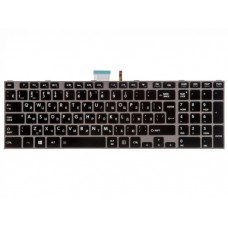 NSK-TV0GC клавиатура для ноутбука Toshiba Satellite C850, C850D, C855, C855D, L850, L850D, L855, L855D, черные кнопки, белая рамка, с подсветкой, верт. Enter